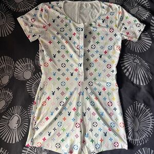 Colorful Patterned Button-Up Romper